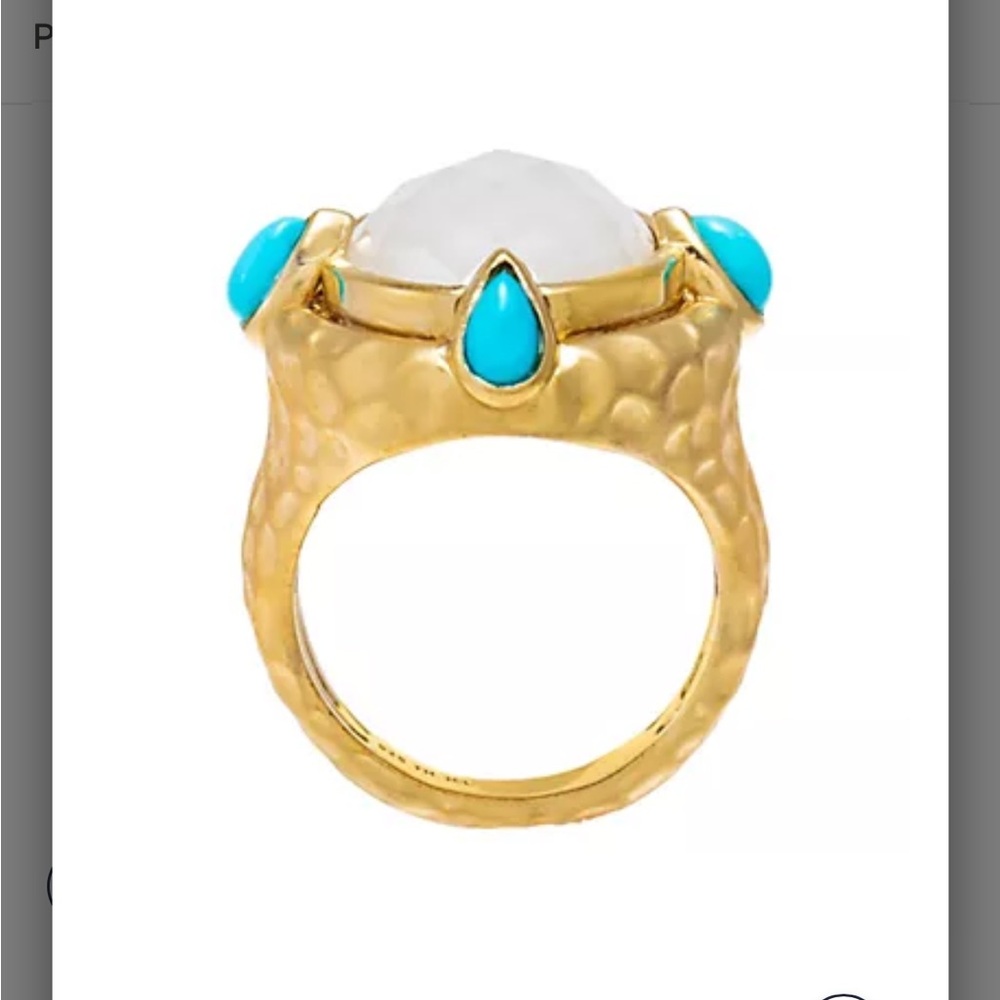 Affinity Gems Doublet Quartz & Turquoise Ring,Sterling Silver 14k vermeil- Bnwot